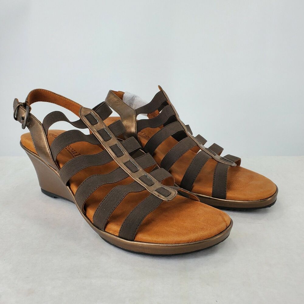 New Gentle Souls Kenneth Cole Wedge Hammer Sandals Metallic Bronze Size 11M